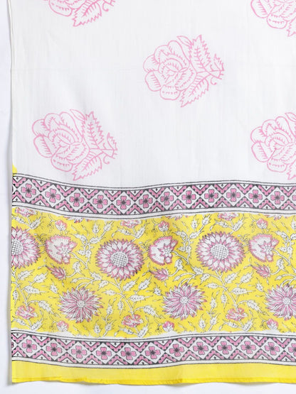 Dhiyona IE Floral Printed Pure Cotton Kurta with Trousers & Dupatta