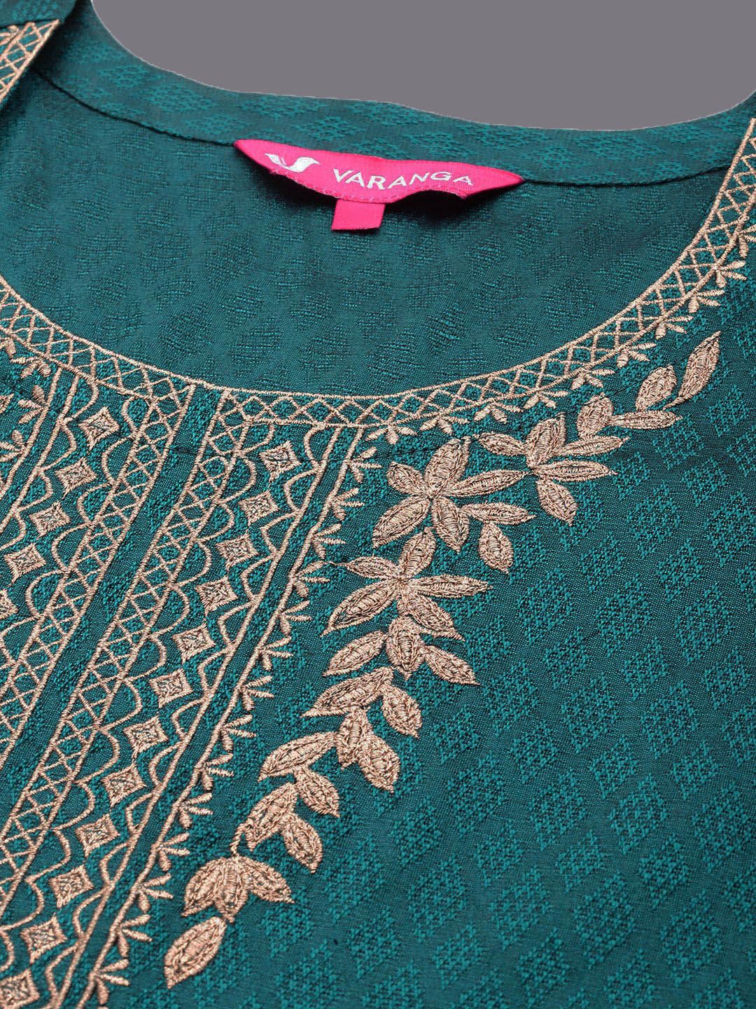 Dhiyona VA Women'sEthnic Motifs Embroidered Straight Kurta with Trousers & With Dupatta