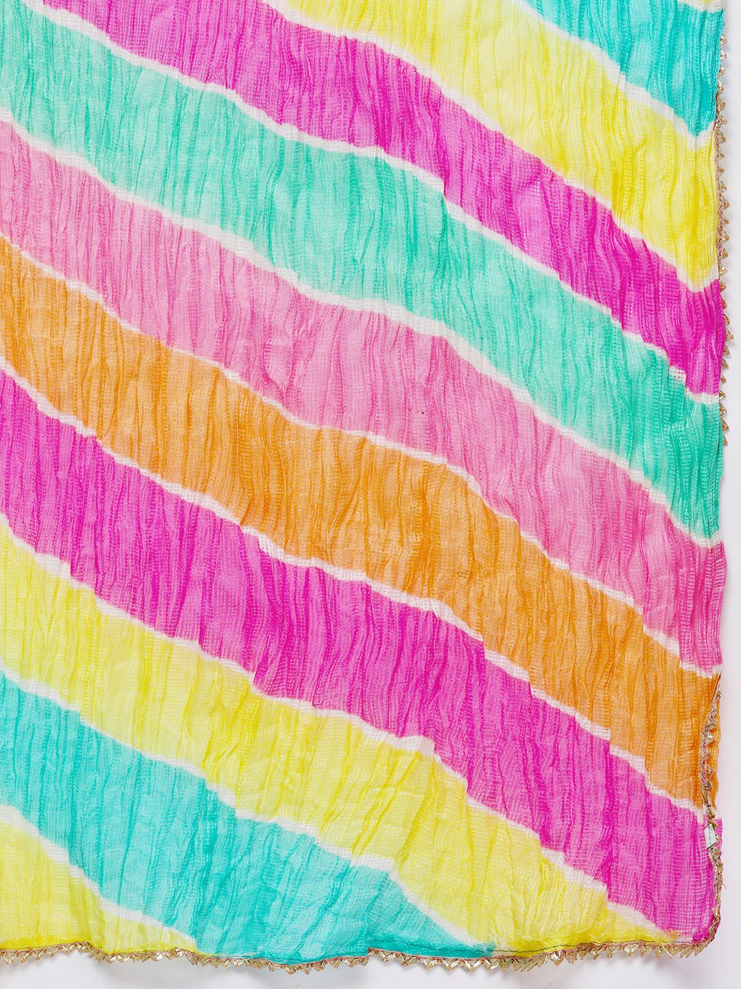 Dhiyona VA Women's Mustard Yellow & Yellow Gotta Patti Cotton Kurta with Palazzos & Dupatta