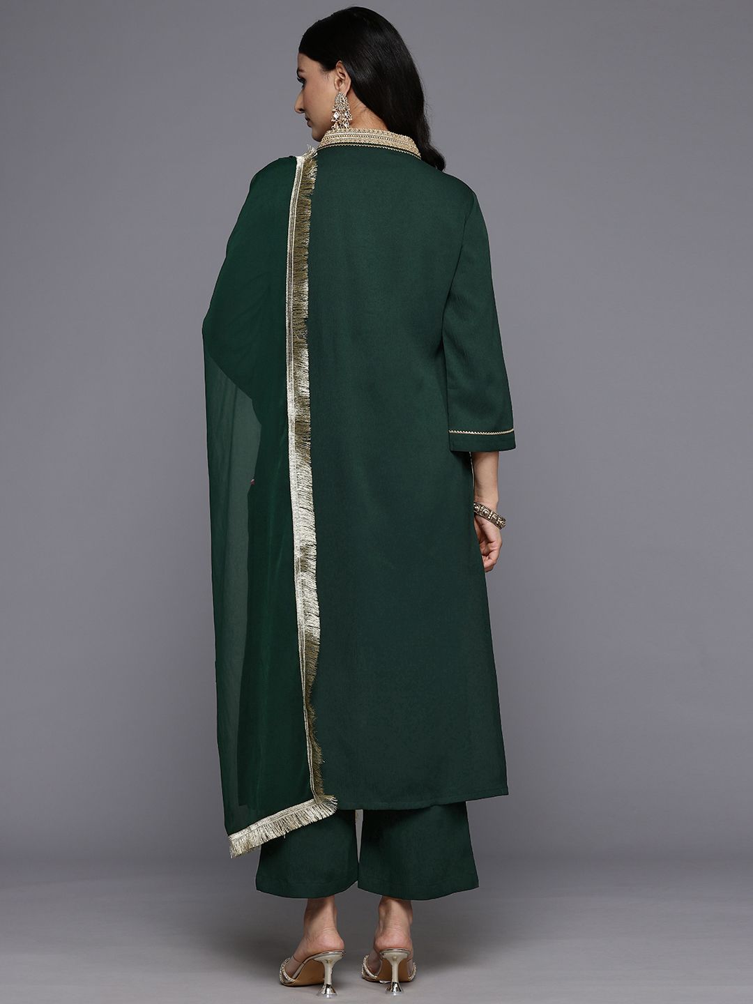 Dhiyona VA Women's Yoke Design Gotta Patti Kurta With Palazzos & Dupatta
