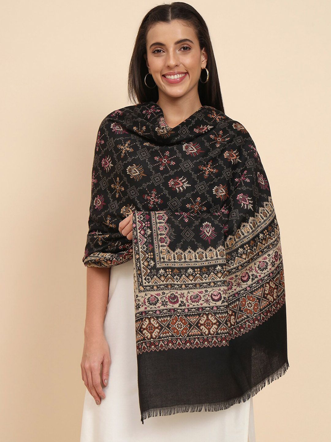 Dhiyona PA Ethnic Motifs Woven Design Shawl
