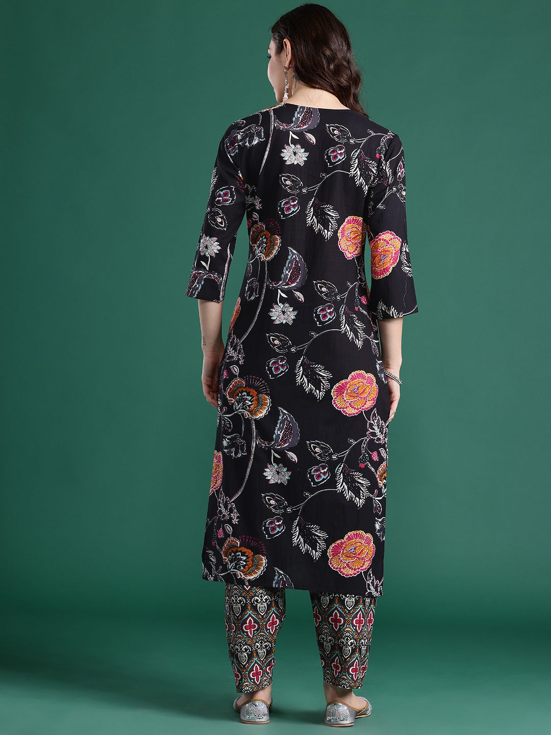 Floral Printed Pure Cotton Kurta with Trousers