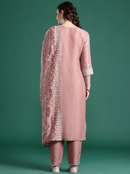 Ethnic Motifs Regular Kurta with Trousers & Dupatta
