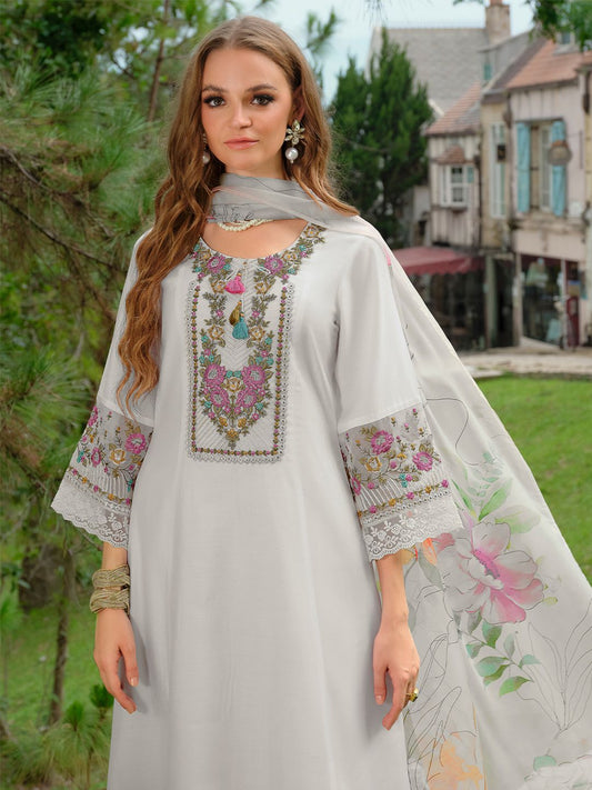 Women Floral Embroidered Kurta with Trousers & Dupatta