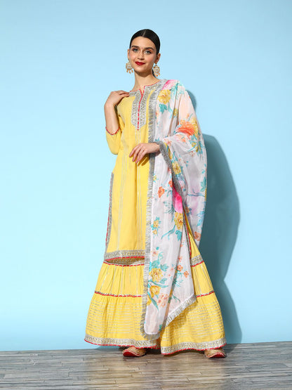 Dhiyona VA Women's Ethnic Motifs Pure Cotton Hyper Texture Kurta Set