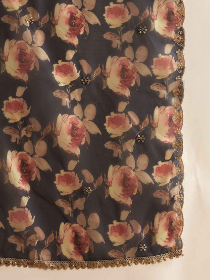 Women Ethnic Motifs Embroidered Regular Kurta with Trousers & With Dupatta