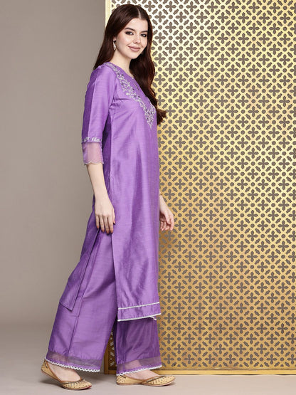 Dhiyona PD Women Floral Yoke Design Thread Work Jashn Kurta & Palazzos With Dupatta
