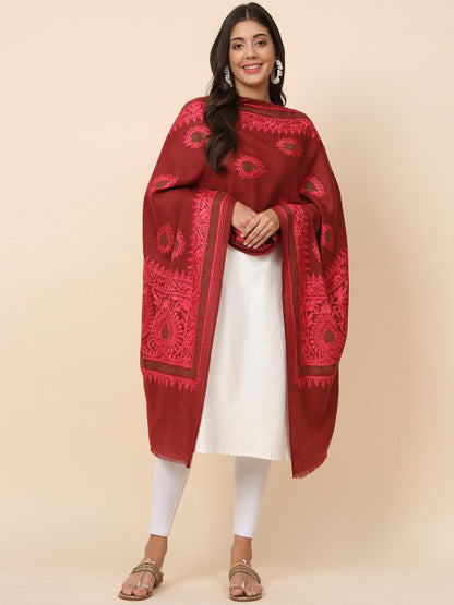 Dhiyona PA Ethnic Motifs Embroidered Woollen Shawl