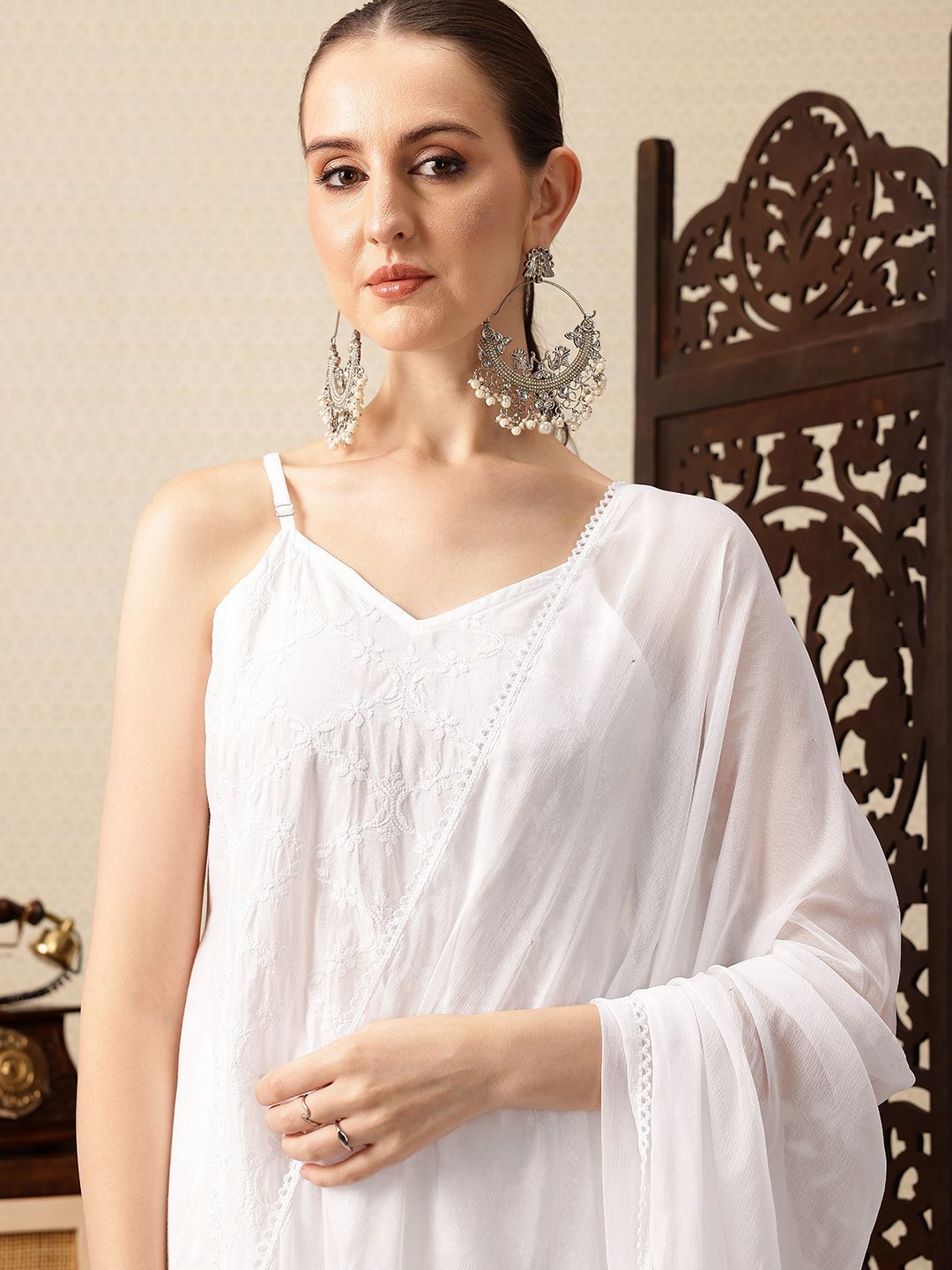 Dhiyona PD Women Floral Embroidered Pure Cotton Jashn Kurta with Sharara & Dupatta