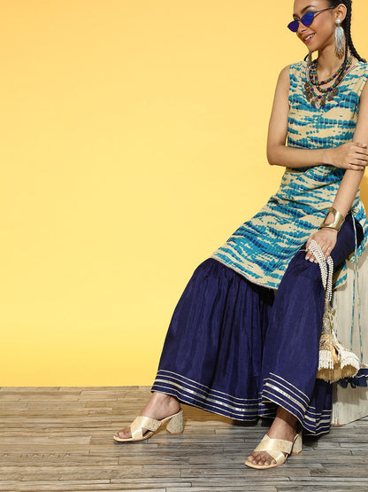 Ombre Cotton Blend Short Kurti with Sharara