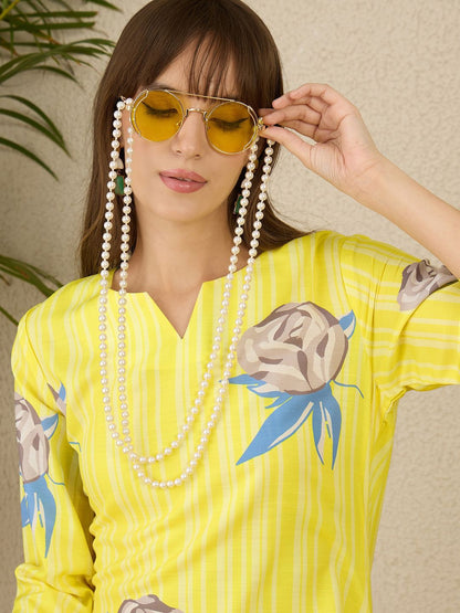 Dhiyona IE Printed Straight Tunic & Trousers Co-Ord Set