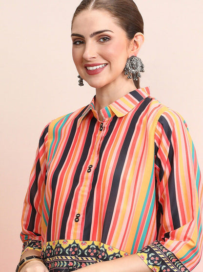 Dhiyona IE Striped Shirt With Trousers