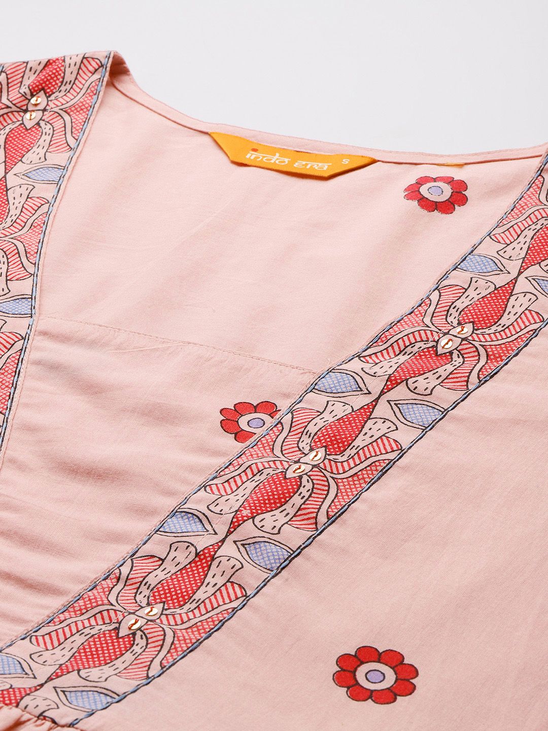 Floral Printed Pleated Sequinned Pure Cotton Kurta with Trousers & With Dupatta