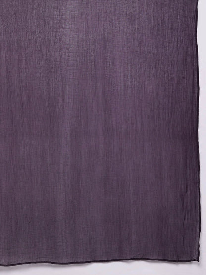 Dhiyona VA Women'sViolet Ombre Dyed Printed Chanderi Silk Anarkali Kurta With Trousers & Dupatta