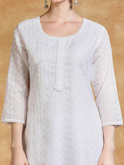 Dhiyona VA Women's Floral Embroidered Kurta with Trousers & Dupatta