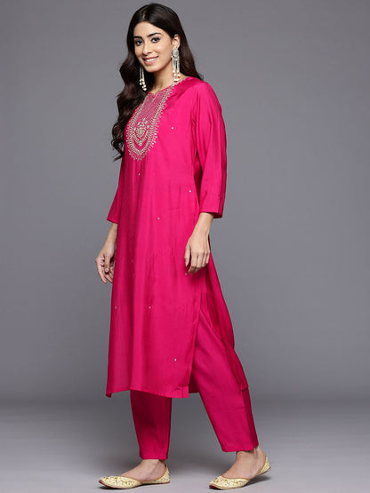 Dhiyona VA Women'sEthnic Motifs Yoke Design Gotta Patti Kurta With Trousers & Dupatta