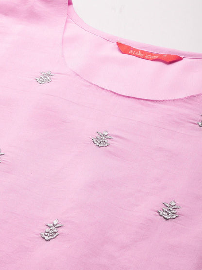 Dhiyona IE Ethnic Motifs Zari Embroidered Kurta With Trousers & Dupatta