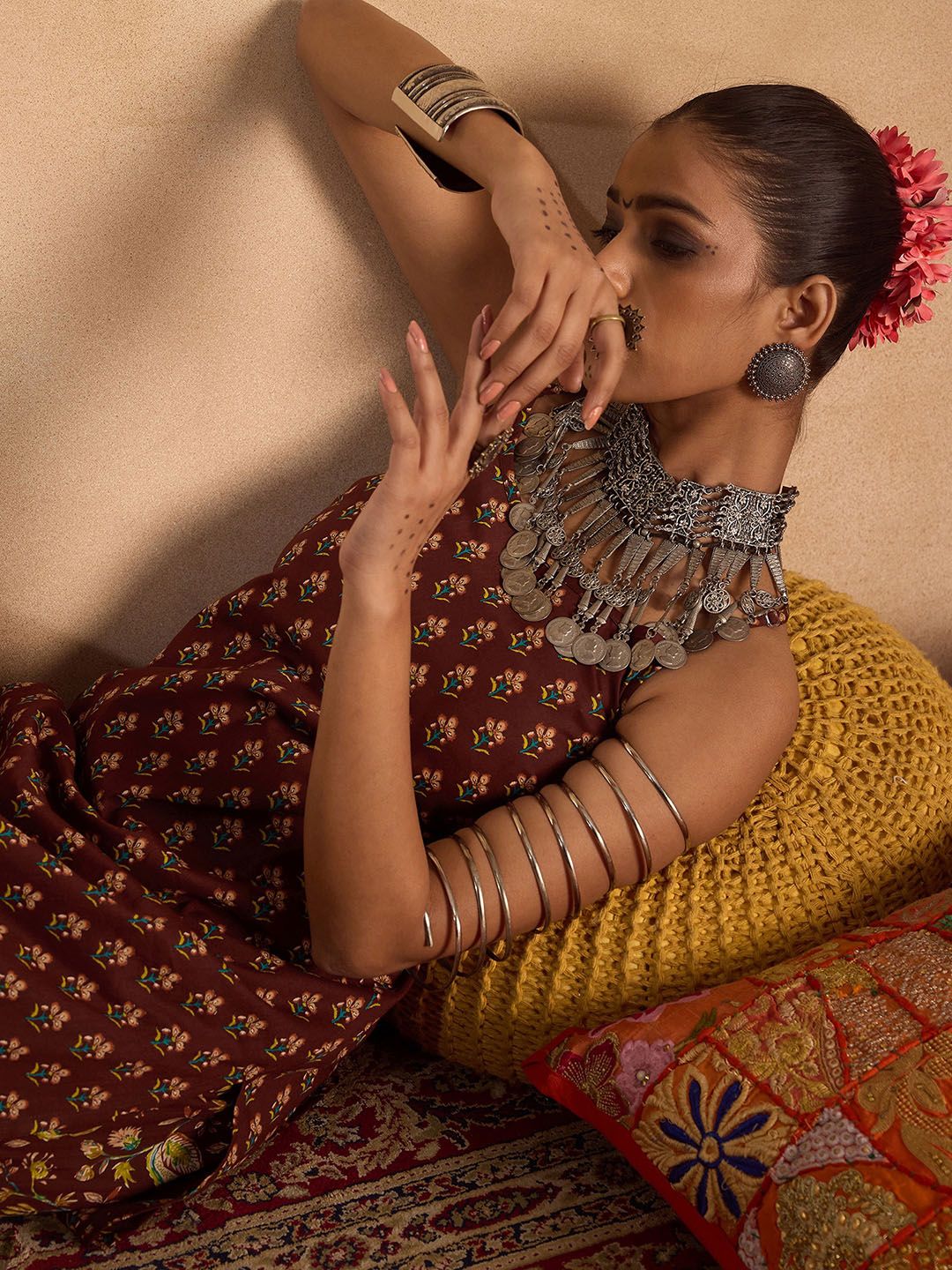 Ethnic Motifs Printed Regular Pure Cotton Kurta with Trousers