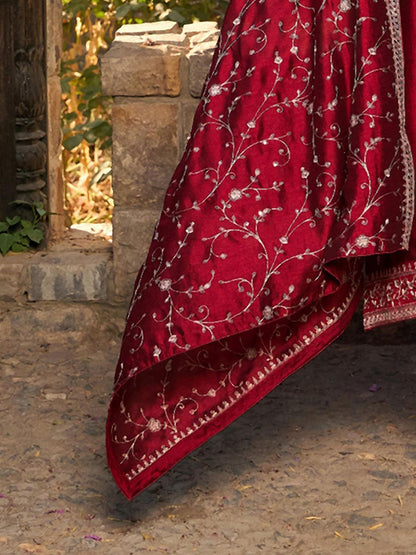 Ethnic Motifs Embroidered V-Neck Thread Work Kurta with Trousers & Dupatta