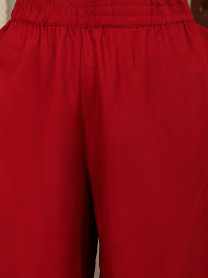 Dhiyona VA Women'sFloral Printed V-Neck Empire A-Line Kurta & Trousers With Dupatta