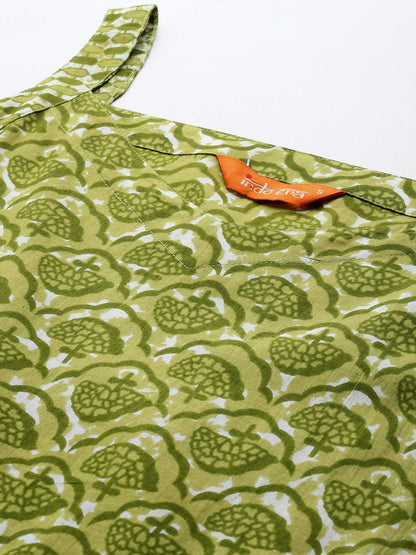 Dhiyona IE Geometric Printed Pure Cotton Kurta with Trousers & Dupatta