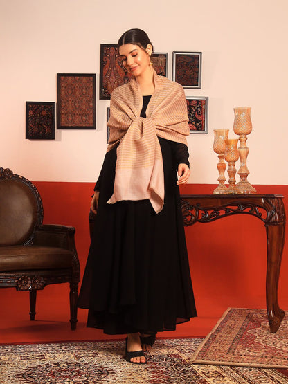 Dhiyona PA Striped Woven Design Woollen Reversible Shawl