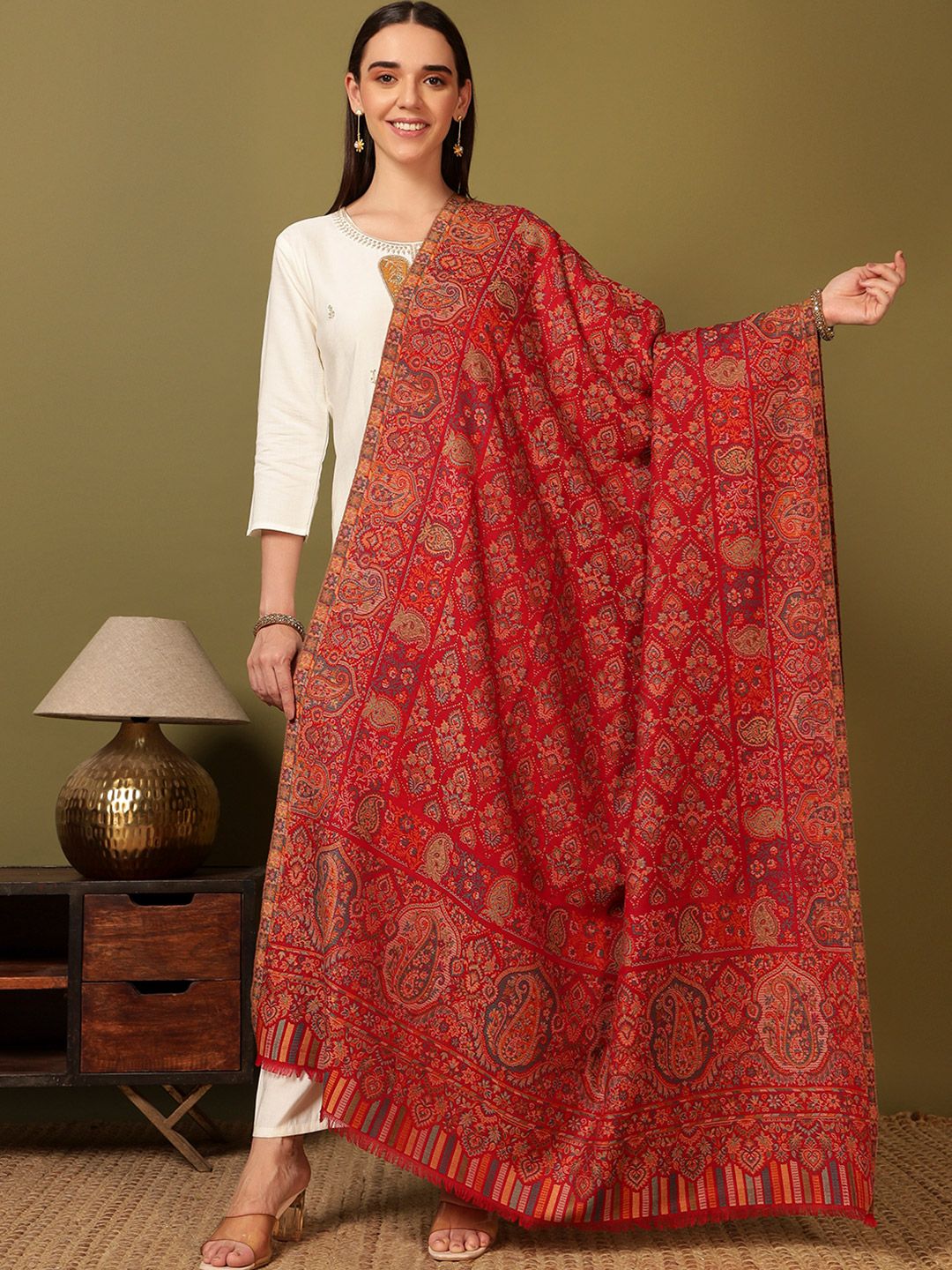 Dhiyona PA Floral Woven Design Gulraiz Kaani Woolen Shawl