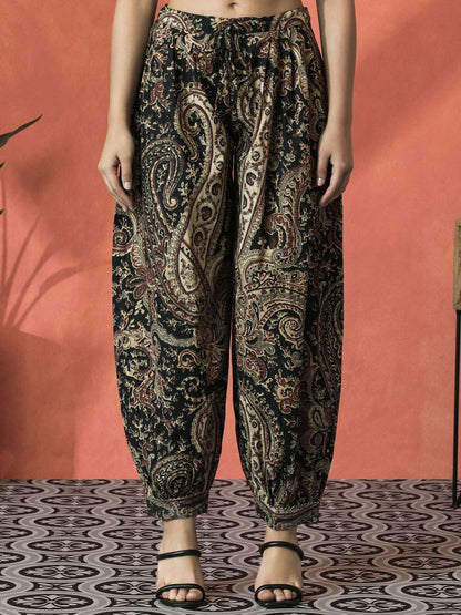 Dhiyona SN Women's Paisley Printed V-Neck Beaded Pure Cotton Straight Kurta With Salwar And Dupatta