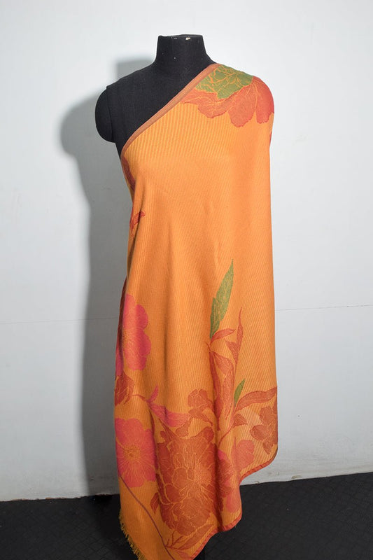 Orange Pashmina Woven Jacquard Shawl
