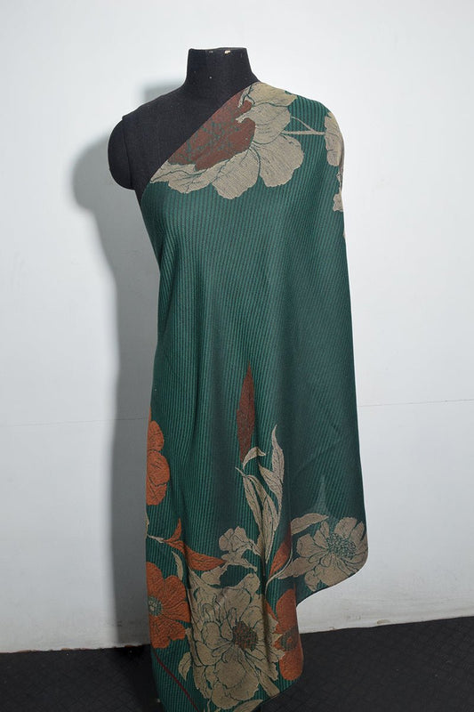 Green Pashmina Woven Jacquard Shawl