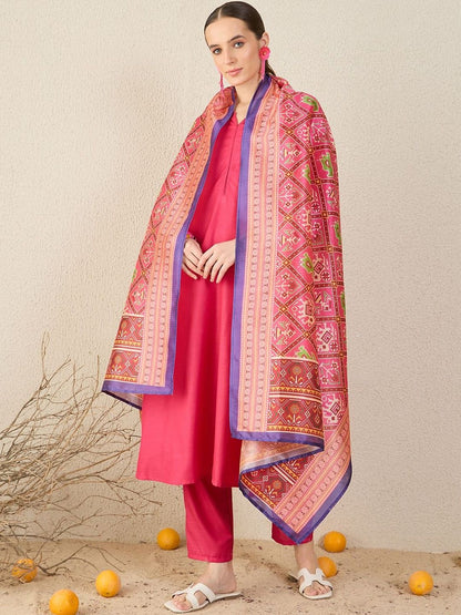Women Solid A-Line Kurta with Trousers & Dupatta