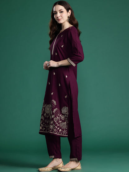 Dhiyona IE Ethnic Motifs Embroidered Sequinned Kurta with Trousers