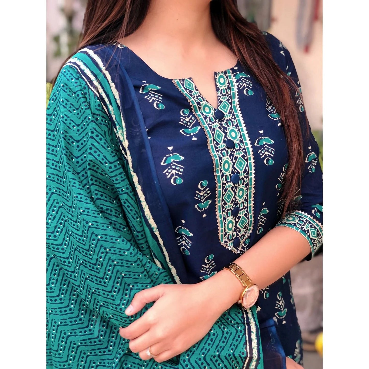 Women Yellow, White Printed Viscose Rayon Kurta, Pant And Dupatta Set