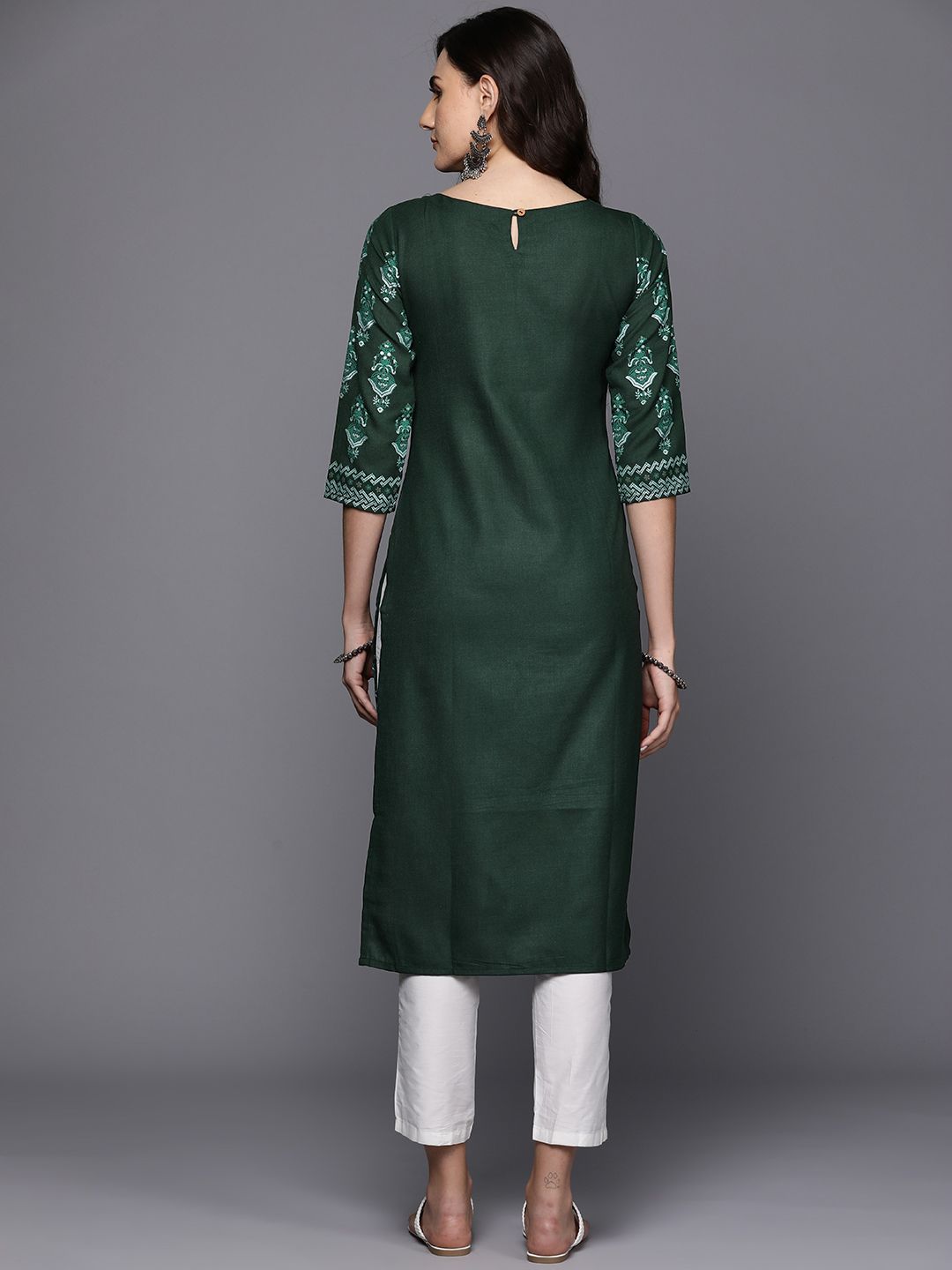 Dhiyona IE Ethnic Motifs Foil Printed Straight Kurta