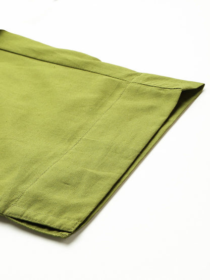 Floral Embroidered Thread Work Pure Cotton Kurta & Trousers