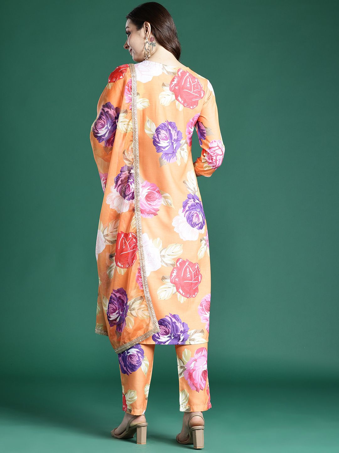 Floral Printed Regular Kurta with Trousers & Dupatta