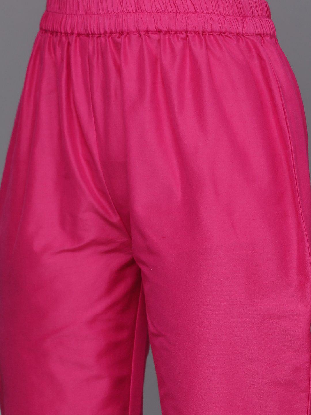 Dhiyona VA Women's Fuchsia Bandhani Printed Regular Gotta Patti Kurta with Trousers & With Dupatta