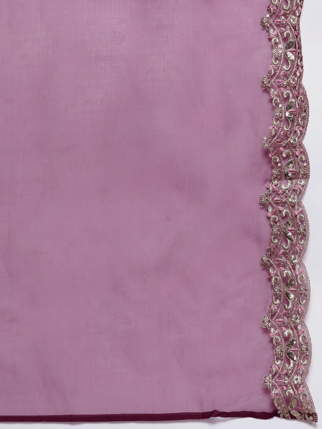 Floral Embroidered Sequinned Liva Kurta with Trousers & Dupatta