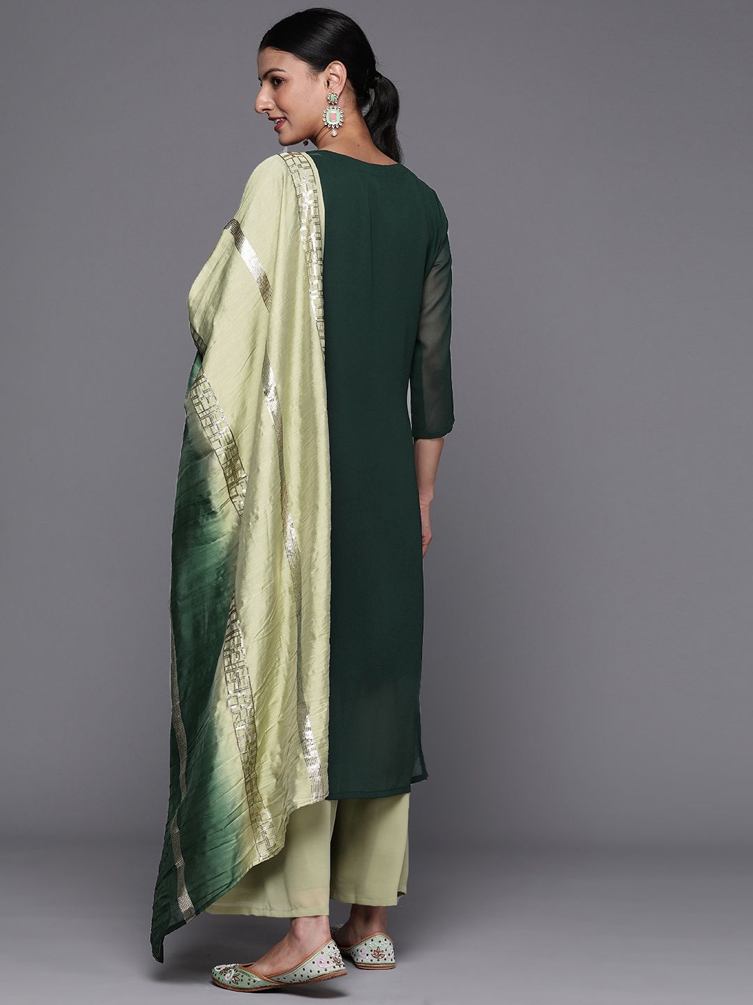 Dhiyona VA Women's Silk Georgette Kurta with Sharara & With Dupatta