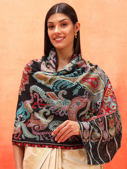 Dhiyona PA Ethnic Motifs Embroidered Woolen Shawl