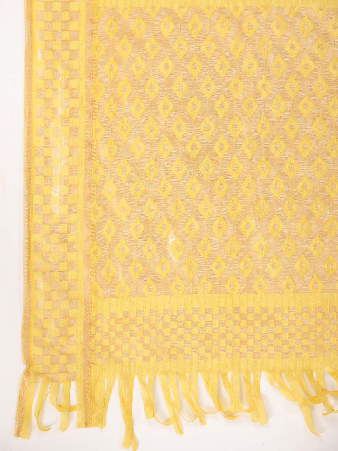 Dhiyona OD  Geometric Yoke Design Mirror Work Kurta with Trousers & Dupatta