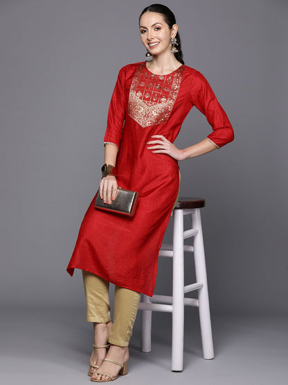 Dhiyona IE Ethnic Motifs Yoke Design Gotta Patti Detail Straight Kurta