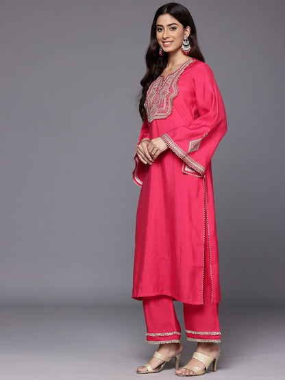 Dhiyona VA Women's Ethnic Motifs Embroidered Regular Mirror Work Kurta with Trousers & Dupatta
