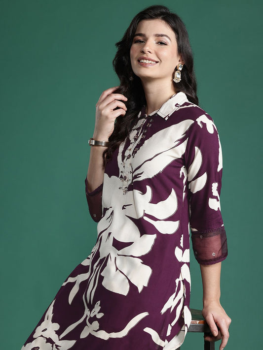 Dhiyona IE Floral Printed Kurta with Salwar with Sequinned Detail