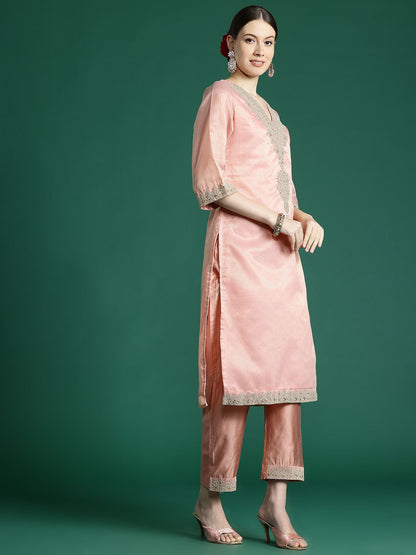 Women Ethnic Motifs Embroidered Regular Sequinned Kurta with Trousers & With Dupatta