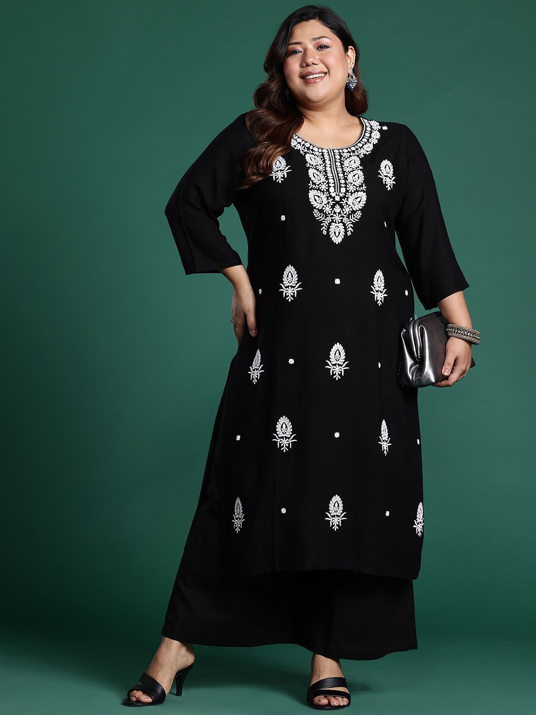 Dhiyona IE Plus Size Ethnic Motifs Embroidered Sequinned Kurta
