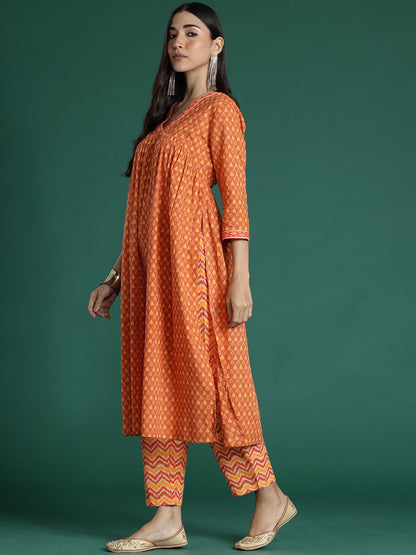 Dhiyona IE Printed Empire Pure Cotton Kurta with Trousers