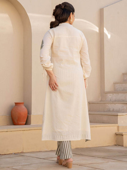 Dhiyona IE Embroidered Pure Cotton Tunic With Trousers Co-Ords