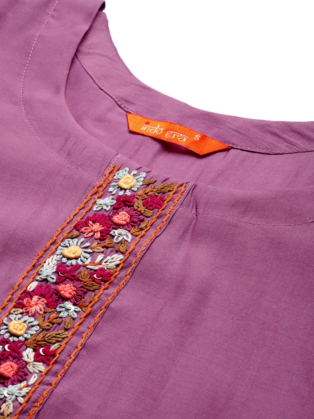 Dhiyona IE Floral Embroidered Thread Work Kurta with Trousers & With Dupatta