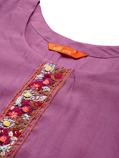 Dhiyona IE Floral Embroidered Thread Work Kurta with Trousers & With Dupatta